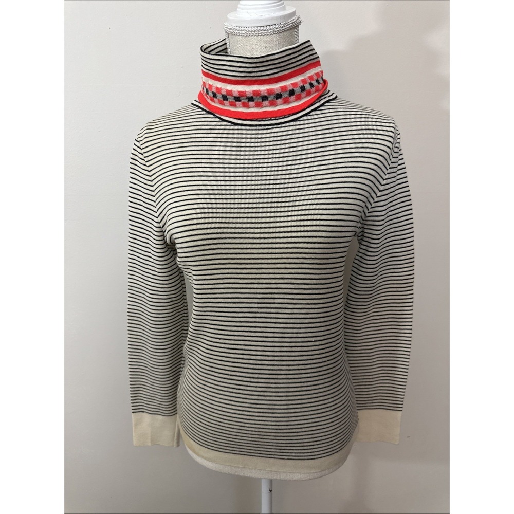 Vtg 1970's Turtleneck Striped 100% Wool Banff Ltd Size 8
